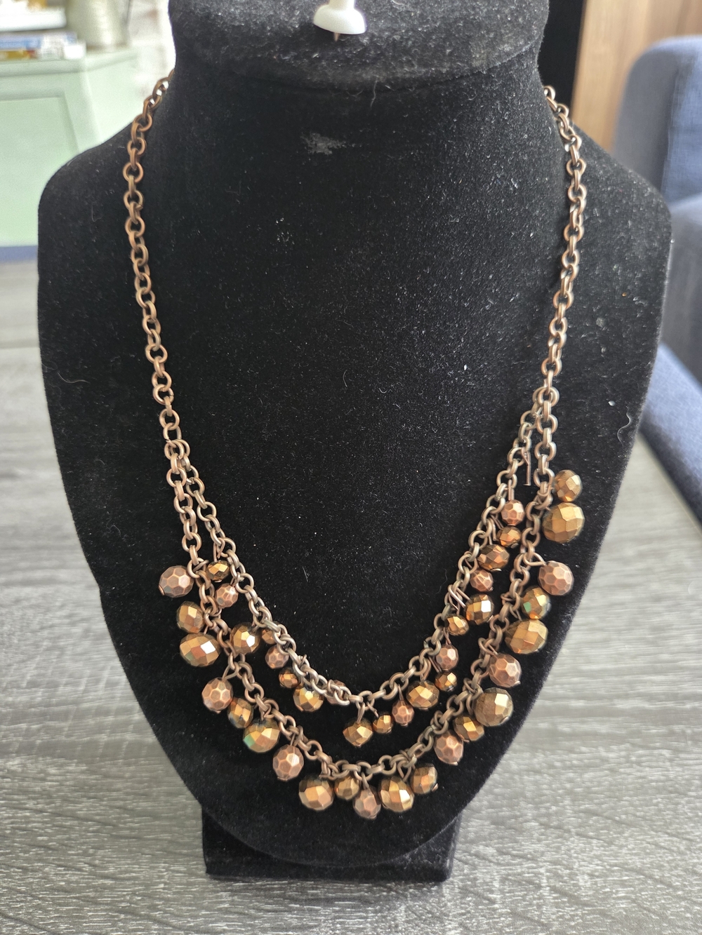 paparazzi Copper-Tone Faceted Bead Layered Necklace